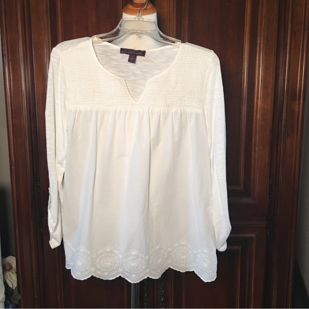Gloria Vanderbilt Cotton Embroidered Tunic top Size Small